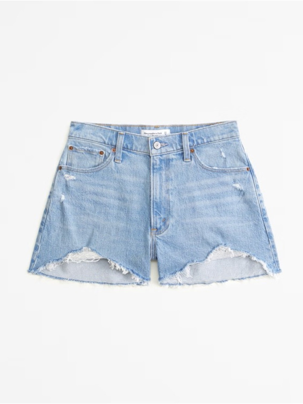 Abercrombie Curve Love The 4” Mom Shorts high rise jean denim light wash
